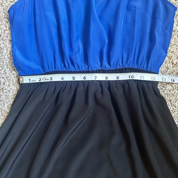 🦋 Shana Royal Blue Black Cinched Waist Party Mini Dress Large - Picture 5 of 7